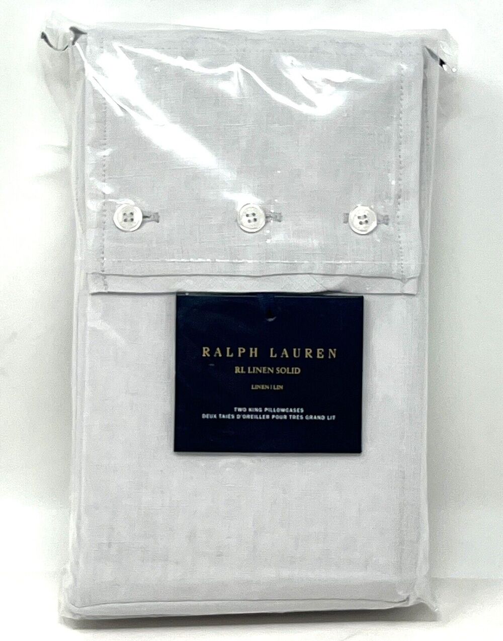 Ralph Lauren RL Linen Solid King Pillowcases Sheeting PEBBLE Brand New In Pckg